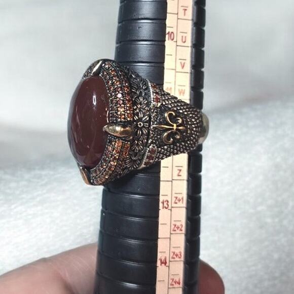 Carnelian 925 Silver Vintage Men's Ring Size 11.5 - Picture 6 of 13